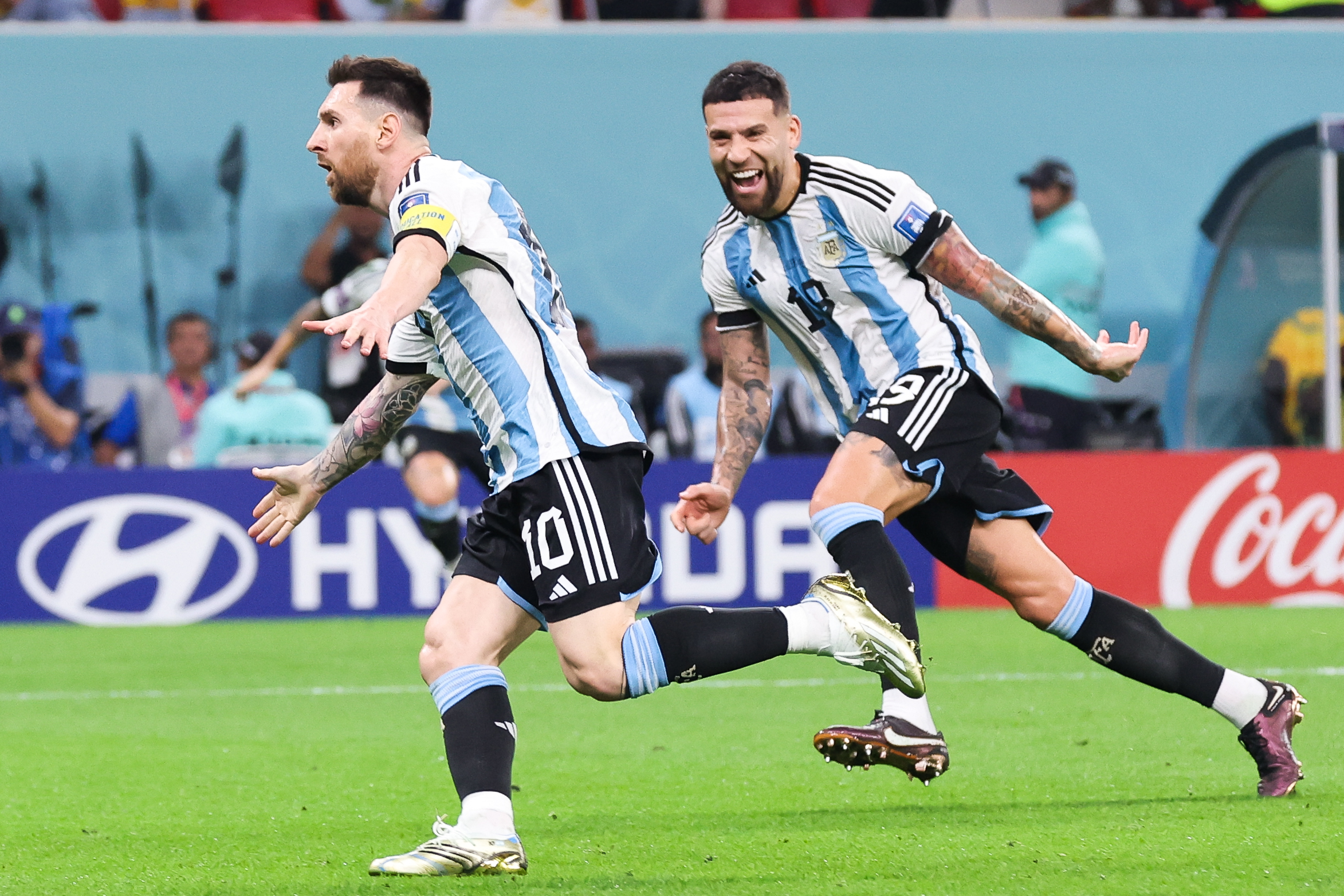 Messi scored in his 1,000th game, and Argentina is among the eight