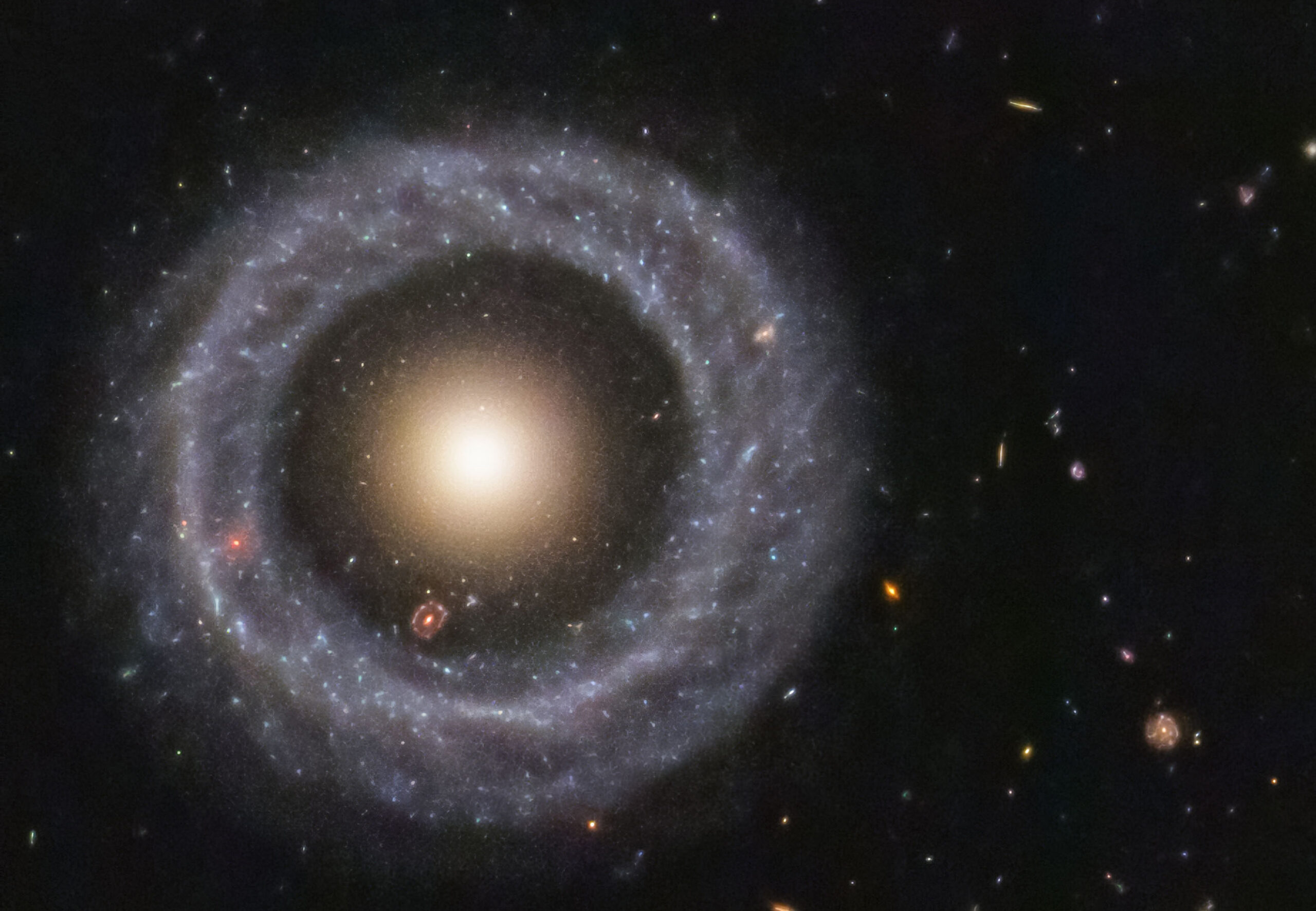 The typical galaxy is located 600 million light-years from Earth and looks like this